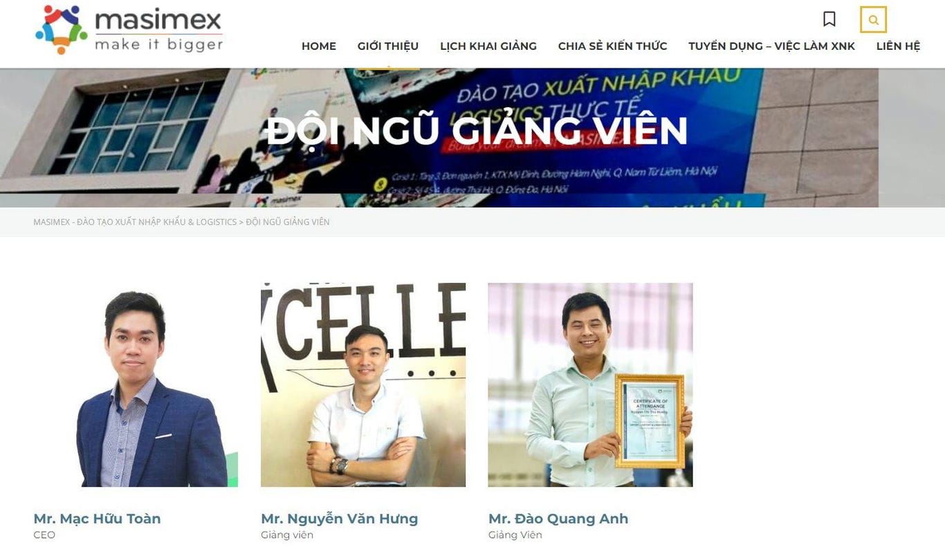 Đội ngũ giảng viên chất lượng tại trung tâm Masimex