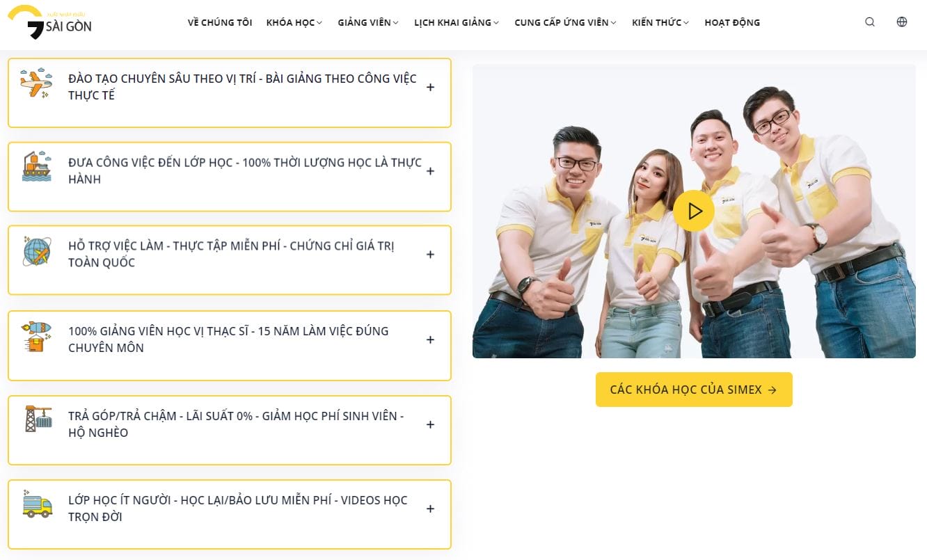 Website chính thức của trung tâm Simex